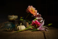 Lilies & Peonies on Burlap